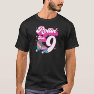 Rollin' in 9 Roller Skaten 9th Birthday Bday Gi T-Shirt