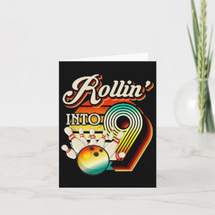 Rollin in Bowling 9 Jahre alt Retro Geburtstag 9. Karte