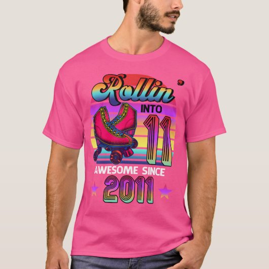 Rollin' Into 11 Awesome 2011 Roller Skating 11Th B T-Shirt (Vorderseite)