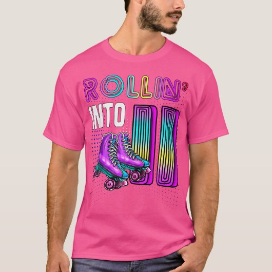 Rollin' Into 11 Roller Skating Rink 11Th Birthday T-Shirt (Vorderseite)