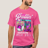 Rollin' Into 12 Awesome 2011 Bowling 12Th Birthday T-Shirt (Vorderseite)