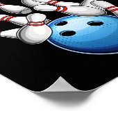 Rollin Into 12 Retro Bowling Birthday Party 12th B Poster (Ecke)