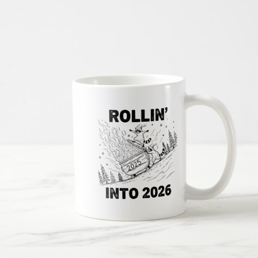 Rollin’ Into 2026 Dumpster Fire New Year Party Fun Kaffeetasse (Rechts)