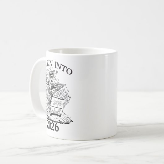Rollin’ Into 2026 Dumpster Fire New Year Party Fun Kaffeetasse (Vorderseite Links)