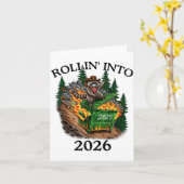Rollin’ Into 2026 Dumpster Fire New Year Party Fun Karte (Gelbe Blume)