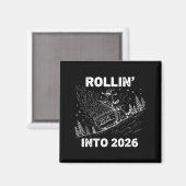 Rollin’ Into 2026 Dumpster Fire New Year Party Fun Magnet (Vorderseite/Rückseite)