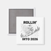 Rollin’ Into 2026 Dumpster Fire New Year Party Fun Magnet (Vorderseite/Rückseite)