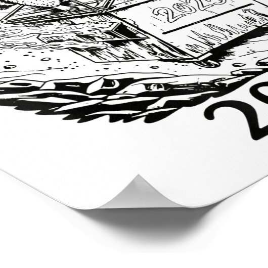 Rollin’ Into 2026 Dumpster Fire New Year Party Fun Poster (Ecke)