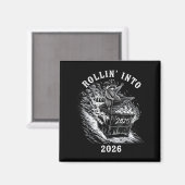 Rollin' Into 2026 Funny Cowboy Raccoon Happy New Y Magnet (Vorderseite/Rückseite)