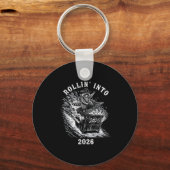Rollin' Into 2026 Funny Cowboy Raccoon Happy New Y Schlüsselanhänger (Vorderseite)