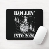 Rollin' Into 2026 Funny Raccoon Dumpster Fire Art Mousepad (Mit Mouse)
