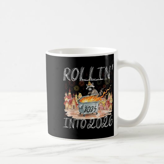 Rollin' Into 2026 Happy New Year Raccoon Men Women Kaffeetasse (Rechts)