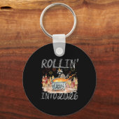 Rollin' Into 2026 Happy New Year Raccoon Men Women Schlüsselanhänger (Vorderseite)