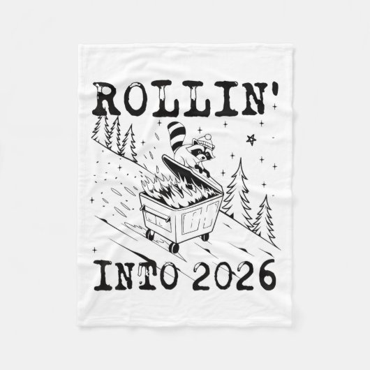 Rollin’ Into 2026 Raccoon Dumpster Fire Funny New Fleecedecke (Vorderseite)
