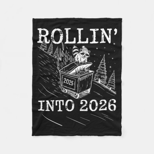 Rollin’ Into 2026 Raccoon Dumpster Fire New Year M Fleecedecke (Vorderseite)