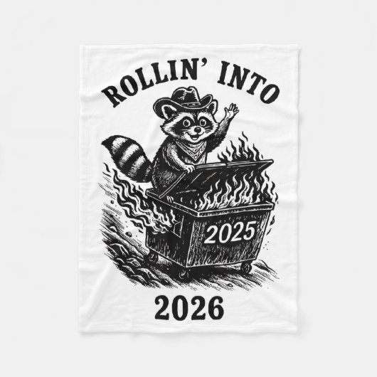 Rollin Into 2026 Raccoon Funny Dumpster Fire 2025 Fleecedecke (Vorderseite)