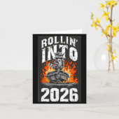 Rollin Into 2026 Raccoon Funny Dumpster Fire 2025  Karte (Gelbe Blume)