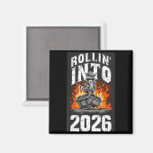 Rollin Into 2026 Raccoon Funny Dumpster Fire 2025  Magnet (Vorderseite/Rückseite)