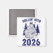 Rollin Into 2026 Raccoon Funny Dumpster Fire 2025  Magnet (Vorderseite/Rückseite)