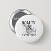Rollin’ Into 2026 Raccoon Funny New Year Raccoon T Button (Vorne & Hinten)