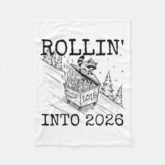Rollin’ Into 2026 Raccoon Funny New Year Raccoon T Fleecedecke (Vorderseite)