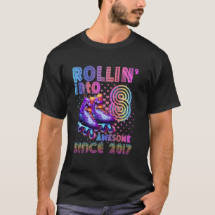 Rollin Into 8 Roller Skating Rink 8. Geburtstagsfe T-Shirt