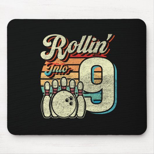 Rollin Into 9 Bowling Birthday Party 9th Birthday  Mousepad (Vorne)