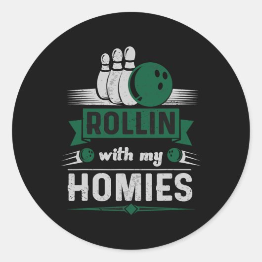 Rollin mit meinen Homes Retro Bowling 1 Runder Aufkleber (Vorderseite)