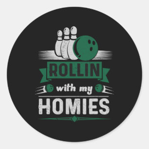 Rollin mit meinen Homes Retro Bowling 1 Runder Aufkleber