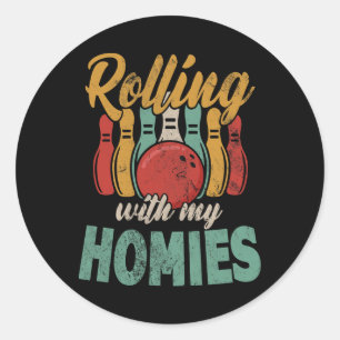 Rollin mit meinen Homes Retro Bowling 4 Runder Aufkleber