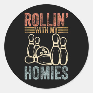 Rollin mit meinen Homes Retro Bowling 6 Runder Aufkleber