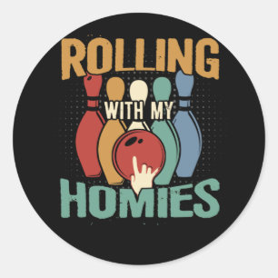 Rollin mit meinen Homes Retro Bowling Runder Aufkleber