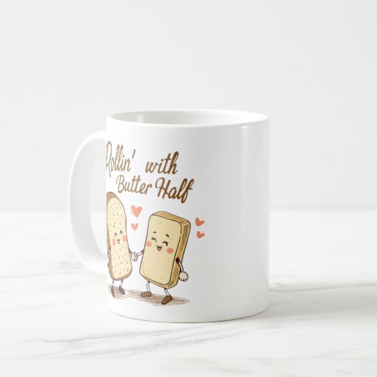 Rollin" mit meiner Butter Hälfte - Niedlicher Ernt Kaffeetasse (Vorderseite Links)