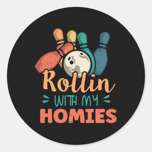 Rollin mit meiner Heimat Retro Bowling 2 Runder Aufkleber (Vorderseite)