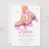 Rollin mit meiner Homies Roller Skate Girl Birthda Einladung (Vorderseite)