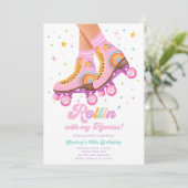 Rollin mit meiner Homies Roller Skate Girl Birthda Einladung (Stehend Vorderseite)