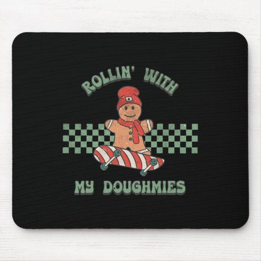 Rollin With My Doughmies Retro Gingerbread Man Ska Mousepad (Vorne)
