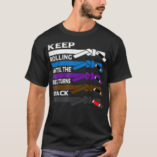 Rolling behalten, bis der Gürtel den schwarzen BJJ T-Shirt