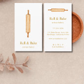 Rolling Button Bakery Koch Caterer Gold Script Visitenkarte
