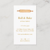 Rolling Button Bakery Koch Caterer Gold Script Visitenkarte (Rückseite)