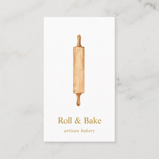 Rolling Button Bakery Koch Caterer Gold Script Visitenkarte (Vorderseite)