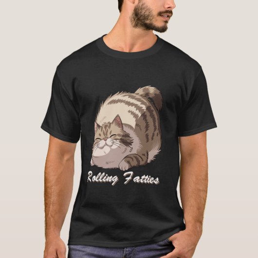 Rolling Fatty Cat Meme Lazy Furry Kitty Spaß Funn T-Shirt (Vorderseite)