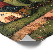 Rolling Hill Farm House Folk Art Ölgemälde Post Poster (Ecke)