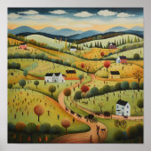 Rolling Hills American Folk Art Poster (Vorne)