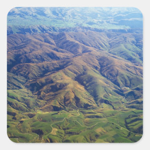 Rolling Hills in Süden-Region von Neuseeland Quadratischer Aufkleber