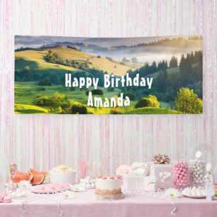 Rolling Hills Scenic Nature Foto Geburtstag Banner