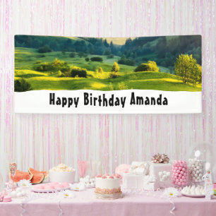 Rolling Hills Scenic Nature Foto Geburtstag Banner