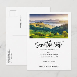 Rolling Hills Skylines Naturfoto Hochzeit Ankündigungspostkarte