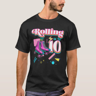 Rolling in 10 Roller Skate 10th Birthday Girl Gi T-Shirt