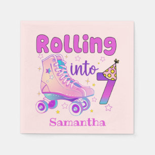 Rolling in 7 Roller Skater Geburtstagsfeier Serviette